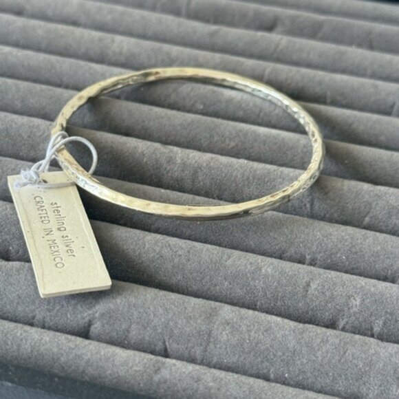Seed & Sage ATI 925 Sterling Silver Bangle Hammered Bracelet Mexico D-2 3/4\